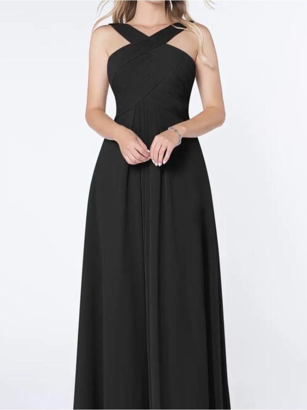 Azazie Black Cross-Strap Formal Gown